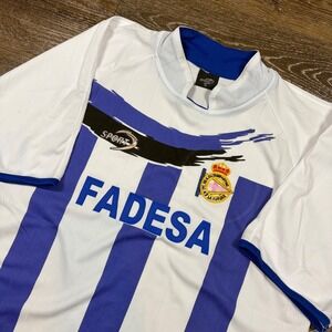 Sport Jersey Men's XL Madesa La Coruna‎ Soccer White Blue Stripes Rare